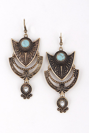 Aztec inspired Arrow Dangle Earrings with Rhinestone Detail 5ICI1